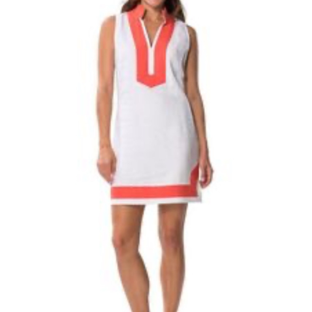 Sail to Sable White and Coral Orange Linen Dress